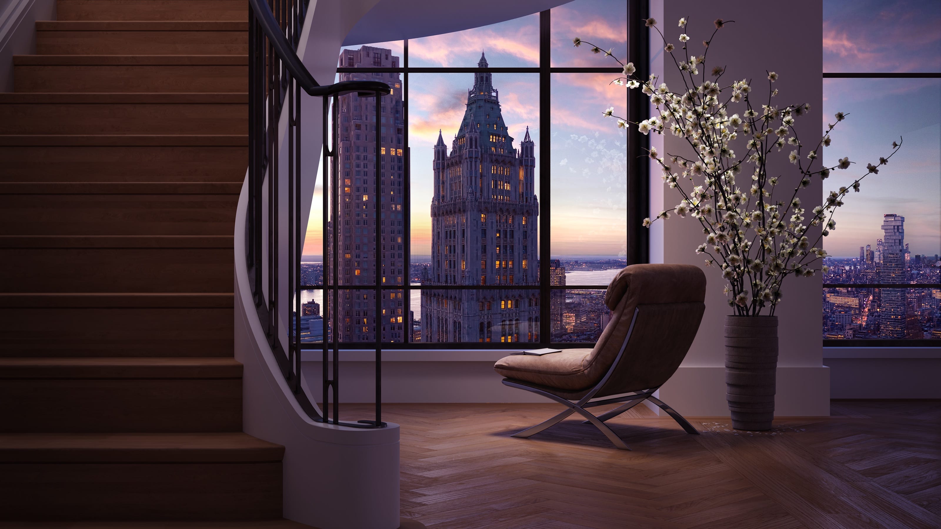 25 Park Row interior with view